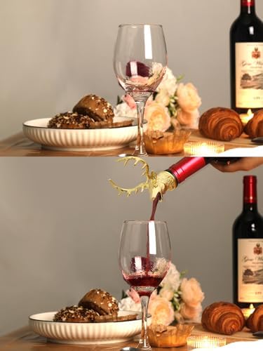 Gold Deer Head Wine Pourer, Liquor Bottle Pour Spout with Leak-Proof Rubber