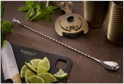 Venym by Barfly, 13 1/4" Bar Spoon with Cobra End, Stainless Steel