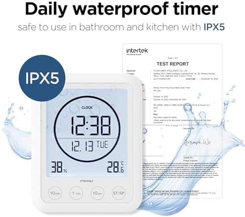 mooas Timer Ring Visual Multi Clock Timer, Bathroom, Shower, Waterproof