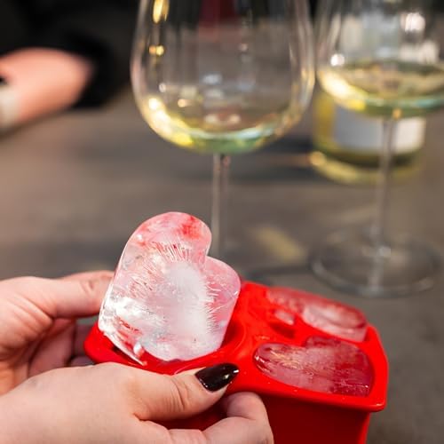 DRINKSPLINKS Pink Heart Shaped Ice Cube Tray. Large Heart Ice Mold.