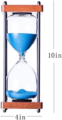 Large Hourglass Timer 60 Minute, Decorative Wooden Sandglass, Blue
