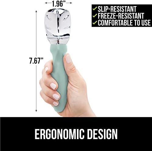 Gorilla Grip Spring Scoop and Ice Cream Scoop, Spring Scoop is Multipurpose, Ice Cream Scoop is Heavy Duty, Dishwasher Safe, Both in Mint Color, 2 Item Bundle