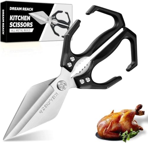 Dream Reach Heavy Duty Poultry Shears for Food with Black Ergonomic Handle