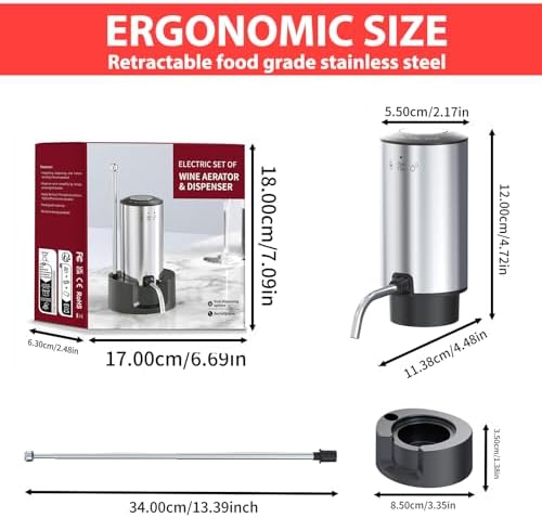 Vinflow Electric Wine Aerator decanter,Rechargeable Measured wine decanter