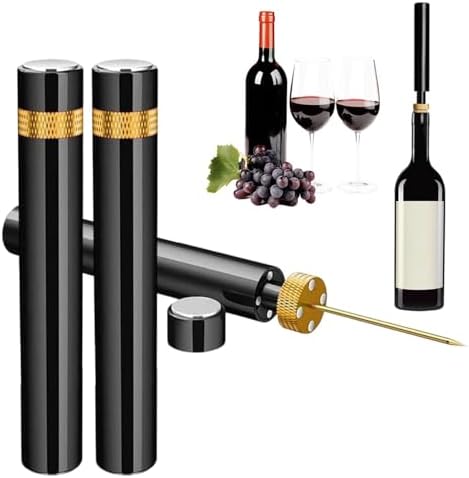 Air Pump Wine Bottle Opener, Air Pressure Pump Wine Bottle Opener with 4 Silicone Wine Stopper, Needle Type Wines Cork Opener Travel Portable Pocket Corkscrew Bottles Opener for Party (Gold*2)