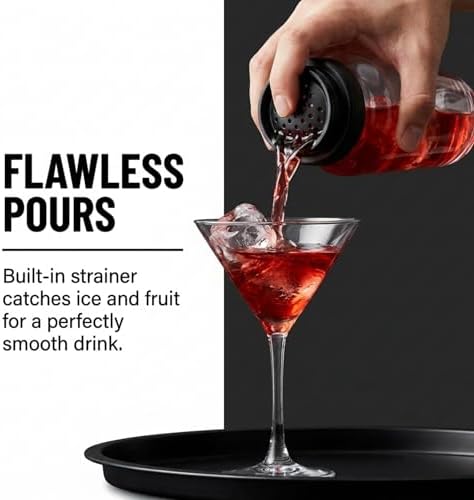 Godinger Cocktail Shaker, Martini Shaker, Italian Made Glass Bar Shaker, 19oz (Pack of 4)