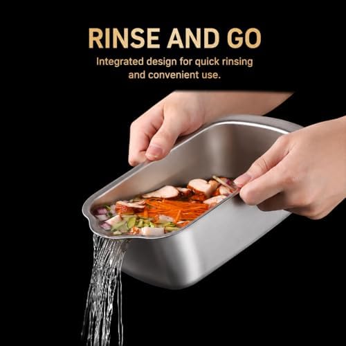 Vegetable Chopper, Stainless Steel Food Dicer and Mandoline Slicer with Drain Holes and Storage Container, Dishwasher Safe Food Chopper for Onion, Potato, Cucumber, Carrot and More