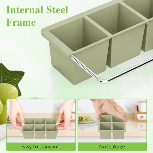 Large Ice Cube Tray for Whiskey: 2" Big Silicone Ice Tray with Lid for Whisky - 3Pack Old Fashioned Ice Cube Trays for Cocktail - Huge Square Cubed Bourbon Ice Cube Maker
