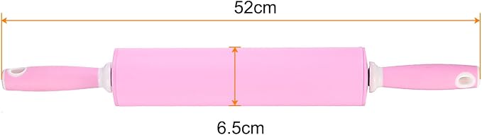 HARFINGTON Silicone Rolling Pins for Baking 20.5 Inch Rubber Handle Non-Stick Rolling Pin Small Roller Playdough Rolling Pins for Dough Pizza Pastry Fondant Kitchen, Pink