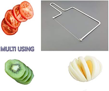 Stainless Steel Cheese Slicer - Lyre Wire Cutter for Soft & Hard Cheese, Eggs, Fruits & Desserts - Handheld Butter Cutter With 2 Extra Wires