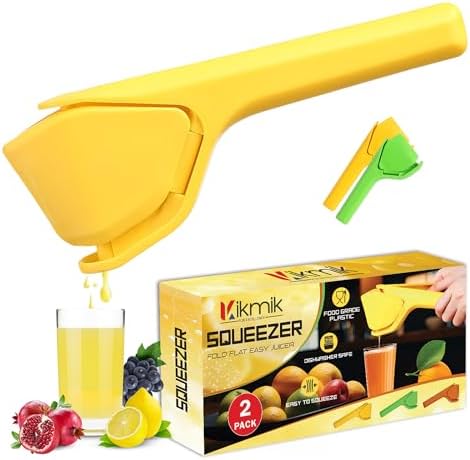 Lemon Squeezer -2 Pcs CitrusEase Foldable Manual Fruit Juicer: Effortless Juicing with Space-Saving Ergonomics Design-Hand Squeeze with Sideways Pivot for Maximum Juice Yield-Yellow & Green.