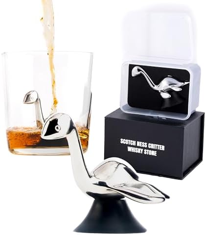 Whisky Stone Gift Set – Scotch Ness Monster Chilling Stone with Premium Gift Box – Funny Whiskey Gift for Men – Bourbon Drink Accessory – Father's Day, Birthday
