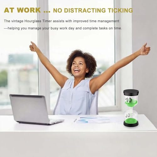 SuLiao 10 Minute Hourglass, Green Sand Clcok Timer, Colorful SandWatch 10 Min, Plastic Reloj De Arena 10 Minutos, Large Hour Glass Sandglass, Kitchen, Games, Classroom, Decor