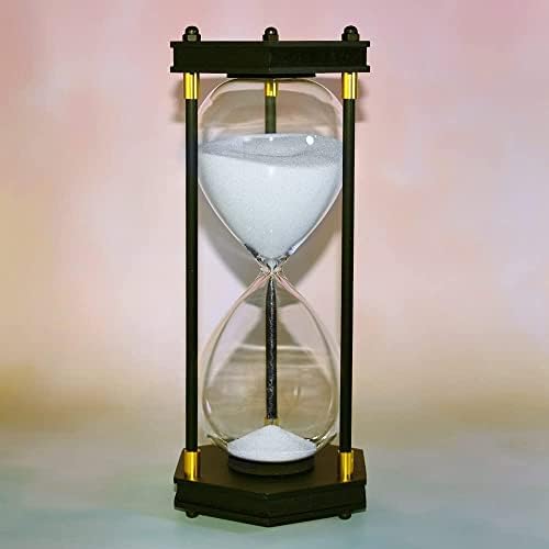 AKAKA MUNING Large Hourglass Timer 60 Minute, Hexagon Wood Sandglass, White