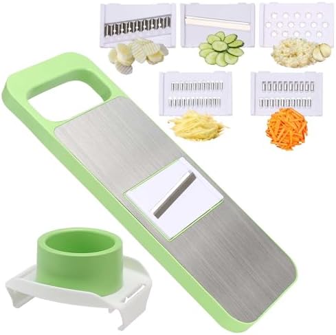 LELE LIFE 6 in 1 Mandoline Slicer for Kitchen, Multi Purpose Vegetable Slicer with Hand Guard for Cucumber Potato Slicer, Waffle Fry Cutter Julienne Slicer Veggie Slicer Grater