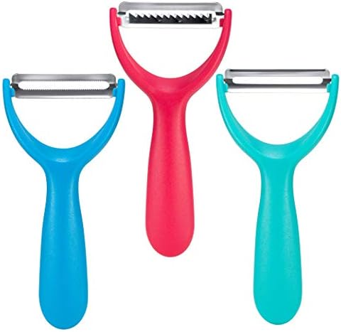 Y Peeler Set of 3 - Caperci kitchen 3-Piece Vegetable Peelers with Julienne, Serrated and Straight Blades