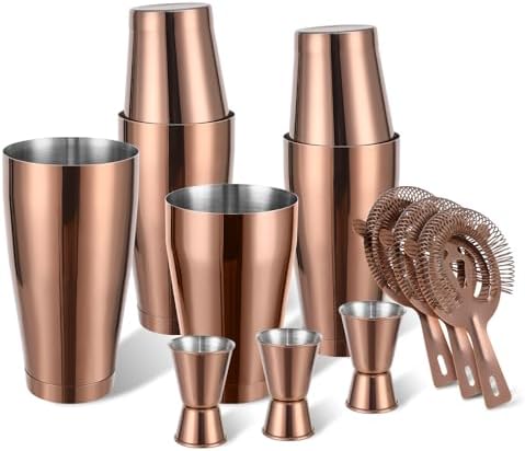 Mwellewm Boston Shaker Cocktail Set Bartender Kit, 12 Pcs Drink Shaker with Strainer Bartending Martini Shaker Tin with 18oz & 28oz Mixed Alcohol Shaker Stainless Steel Bar Tool for Beginner