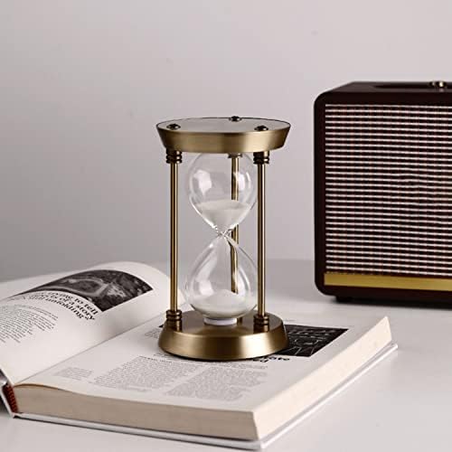 Sand Timer 15 Minutes,Hour Glass,Metal Vintage Hourglass,Hourglass Decor,for Home Decoration Office Desk Wedding Party Decor Kitchen Timer (White Sand)
