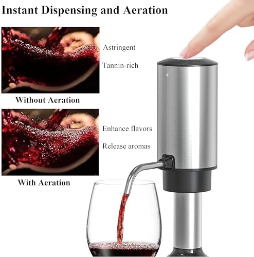 Rechargeable Electric Wine Aerator & Decanter, CorporateGiftPro Wine Pourer Spout, Automatic Wine Dispenser, Wine Accessory Gift for Wine Lovers (Stainless Steel)