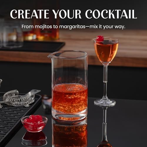 Mixology & Craft 24oz Crystal Cocktail Mixing Glass – Lead-Free Clarity, Stable Weighted Base, Specialty Bar Tool for Martinis, Negronis, Old Fashioned, Home Bar Displays, Entertaining and Gift Giving