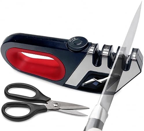 Knife Sharpener with 7 Adjustable Angles, Scissor Slot