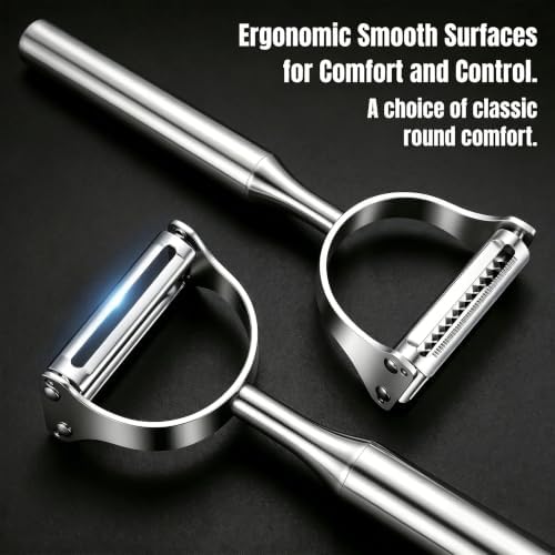 Stainless Steel Vegetable Peeler, 2-Pack 2-in-1 Julienne Y Peeler for Kitchen, Ergonomic Shredder for Healthy Keto Salad & Zoodles, Potato Carrot Fruit, Dishwasher Safe