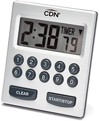CDN Direct Entry 2- Alarm Digital Kitchen Timer | Counts Up & Down, 10 Hours by Hours, Minutes & Seconds, Big Digit, Loud & Long Audio/Vibrate Alarm, Stand, Hang, Magnet Mounting - TM30