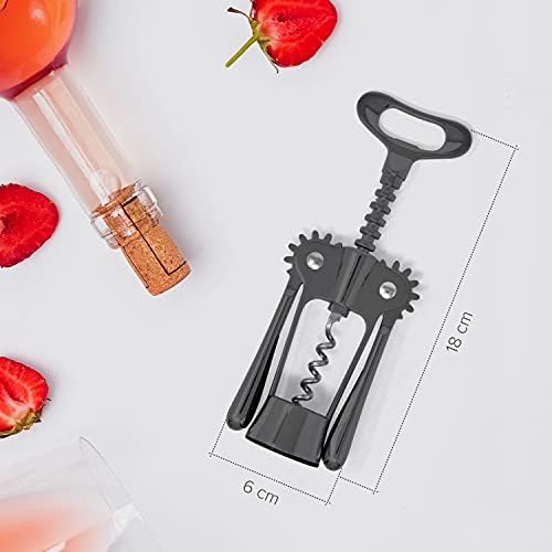 Joeji's Kitchen Wine Corkscrew Bottle Opener - Wing Cork Screw - Remove Beer Olive Oil Multifunctional Corks and Caps - Deluxe Storage Bag - Black