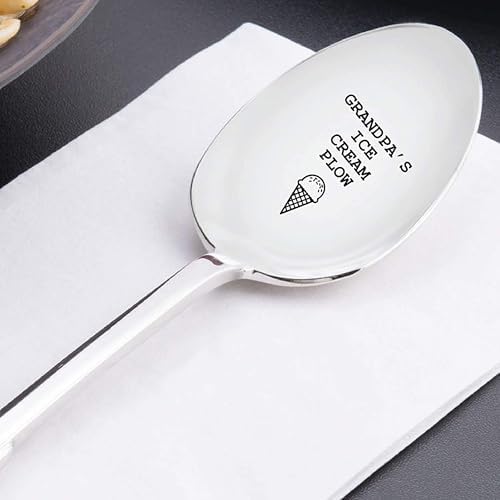 Gift for Grandpa - Grandpa's Ice Cream Plow | Birthday Gift for Grandfather | Funny Ice Cream Lover's Gift | Christmas Gift for Grand Parents | Engraved Spoon