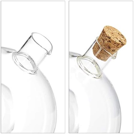 Relaxdays 10027668 Oil and Vinegar Dispenser 2 in 1, Glass Bottle with Cork Stoppers, 375/50 ml Capacity, Transparent, Light Brown