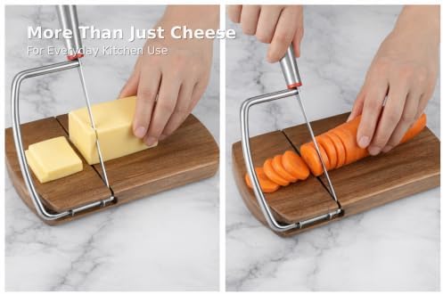 Cheese Slicer with Acacia Wood Board and Stainless Blade
