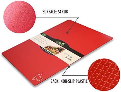 Cutting Board Mats Flexible Plastic Colored Mats with Food Icons, Fotouzy BPA-Free, Non-Porous, Anti-skid back and Dishwasher Safe, Set of 7+1 8 Pieces
