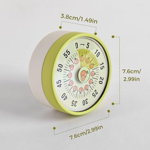 Kitchen Timer, Kitchen Countdown Cooking Reminder No Battery Required Magnetic Time Management Timer, Xmas Gift, Green
