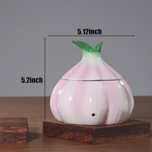 TOIVO Garlic Keeper for Counter，with Lid and Holes GarlicSaver,Garlic Holder Storage Container toKeep(purple)