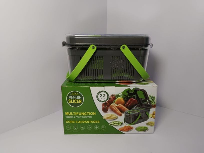 Vegetable Chopper Mandoline Slicer with Container, Food Chopper, Onion Chopper, Veggie Cutter for Salad, Kitchen Gadgets Accessories Essentials, White