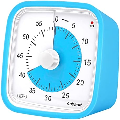 Yunbaoit Visual Timer for Kids, Silent 60-min Countdown Timer, Blue Blue