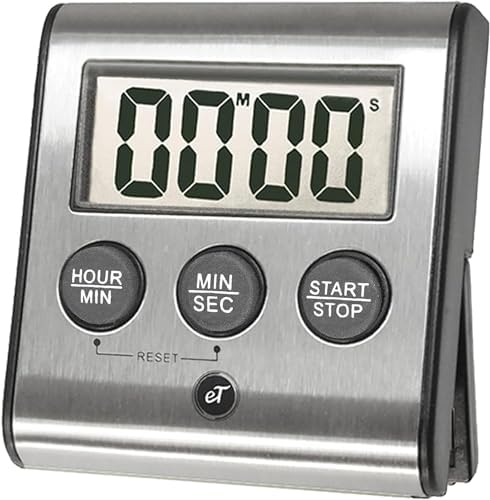 Elegant Digital Kitchen Timer Stainless Steel - Loud Alarm - Model eT-78
