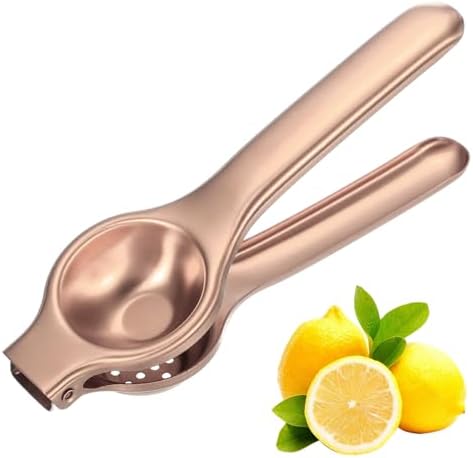 uxcell Metal Lemon Squeezer, Stainless Steel Citrus Fruit Juicer Handheld Lemon Juicer Squeezer Manual Press Professional Hand Kitchen Tool for Lemon Citrus Juicing, Rose Gold