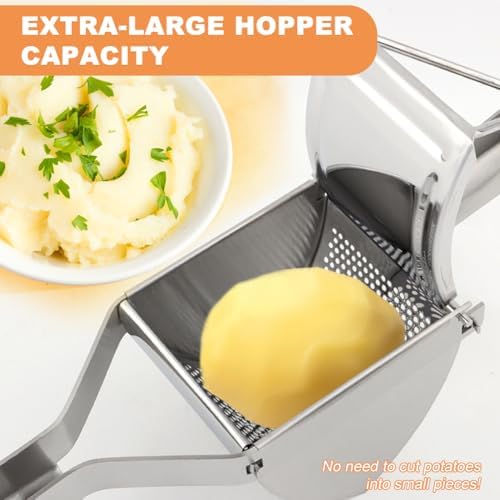 Potato Ricer, Heavy Duty Stainless Steel Press and Mash Kitchen Gadget for Mashed Potatoes, Creamy Mashed Vegetables Spaetzle Maker with 6-in-1 Multi-functional Peeler