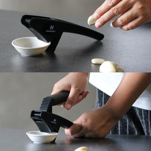 XPress | All-In-One Garlic Press Easy to Use & Clean, Effortlessly Squeeze Garlic Mincer, Durable Nylon Plastic Garlic Crusher, No Peel Needed & No Smelly Fingers