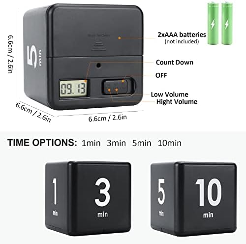 Feilifan Cube Timer, Focus Study Timer, 1-3-5-10 Minutes Time Management