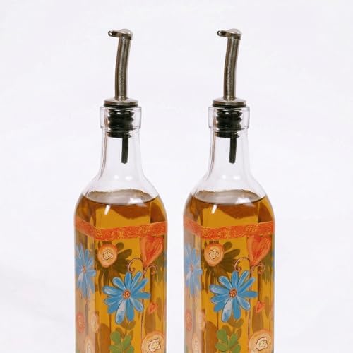 17oz Glass Olive Oil Dispenser Bottles Set of 2, Oil & Vinegar Set