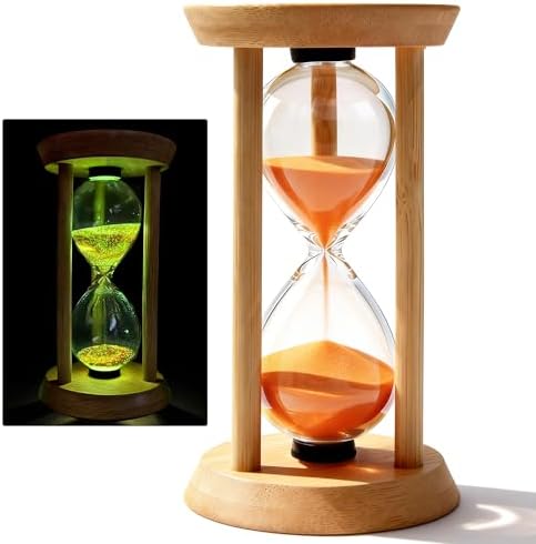PROLOSO Wooden Sand Timers 1 Minute Countdown Hourglass Glow in The Dark Sandglass Sand Clock for Toothbrush Timer Games Classroom Home Office