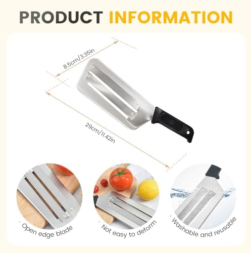 Stainless Steel Shredder Knife, Double-Layer Slicer Multifunctional Vegetable Cutter Cabbage Slicer shredder, Sharp Blades Durable Julienne Cutter, Easy to Clean Stainless Steel Grater (Red, 1pcs)