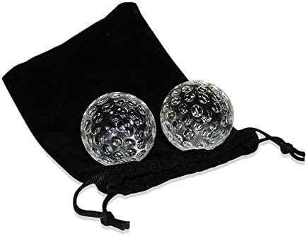 Golf Ball Whiskey Chillers and Pouch for Freezer - Set of 2 - Crystal Glass Whiskey Stones for Chilling Vodka, Whiskey, and Scotch - Each Stone Keeps Your Drinks Cool and Unique - for Men and Women