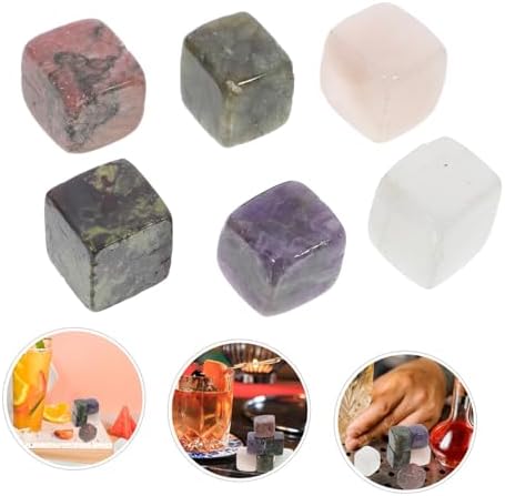 INOOMP 6 pcs Quartz Whiskey Stones Reusable Cube Chilling Stones for Drinks Unique Whiskey Accessories Safe and Practical Ice Cubes for Bars Home and Restaurants