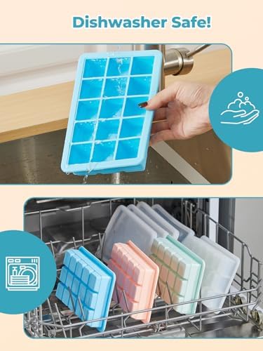 FOHERE Ice Cube Tray, 4-Packs Flexible Silicone Ice Trays for Freezer
