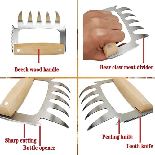 Personalized Metal Meat Shredder Claws, Set of 2 Stainless Steel Meat Forks with Wooden Handle,Custom BBQ Grilling Gifts for Men Women Dad Father Husband, Custom Meat Shredder Kitchen Gadget