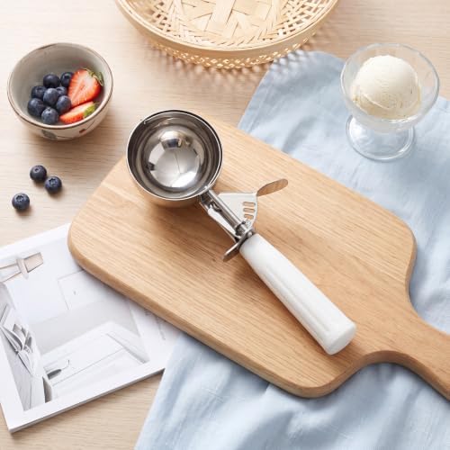 Reallnaive 2 Pcs Ice Cream Scooper with Trigger, 6 oz, White