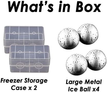 Whiskey Stone Gifts Set, Reusable Metal Ice Cubes, XL Large Stainless Steel Whiskey Stone, Refreezable Ice Ball Set with Storage Case, Unique Christmas Bourbon Gifts, Ice Rocks Wine Chiller